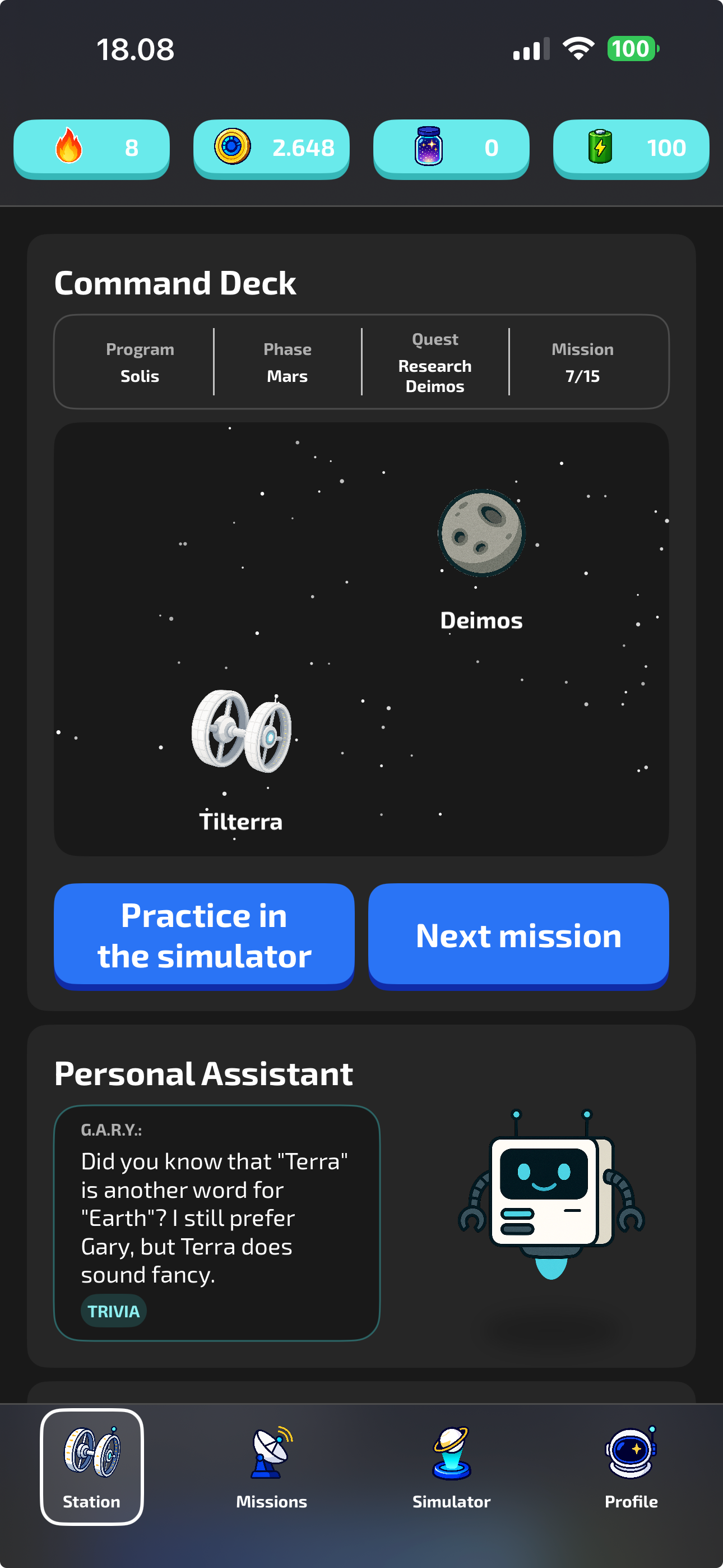 Tilterra screenshot: planet select